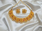 Traditional Filigree Floral Choker Set with Pearl Drop Detailing
