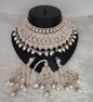 Rose Gold Bridal Choker Set with Crimson Red Teardrop Stones