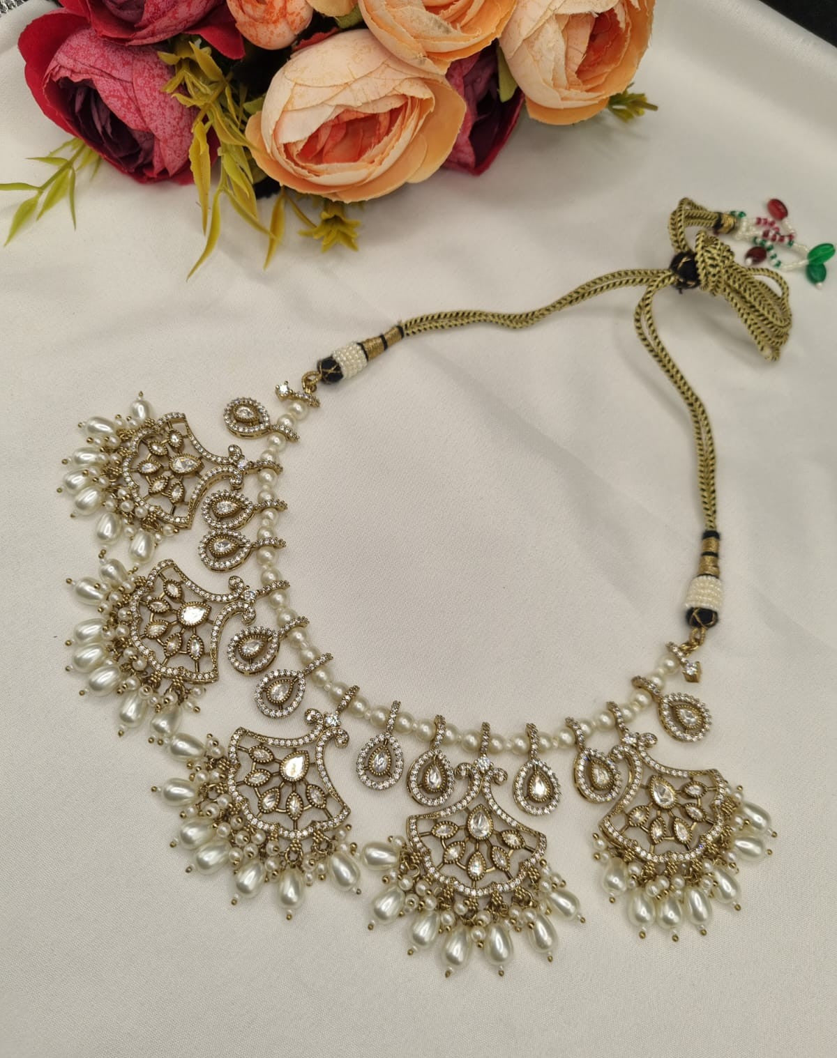 Kundan Pearl Choker Set with Earrings for Women
