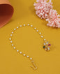 Traditional Gold-Plated Non-Pierced Nose Ring Nath With Pearl Chain For Woman