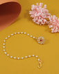 Traditional Gold-Plated Non-Pierced Nose Ring Nath With Pearl Chain For Woman