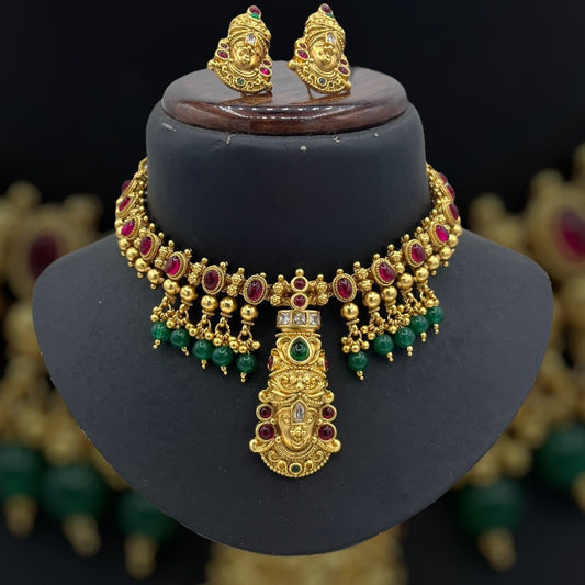 Traditional Copper Balaji Temple Choker Set